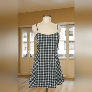 J.crew Navy Gingham Plaid Spaghetti Strap Mini Dress